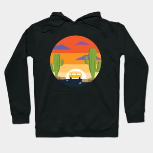 retro cactus sunset Hoodie